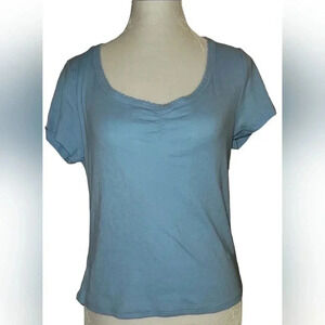 NWT REBELLIOUS One Junior's Ribbed Baby Blue Tee Size Medium